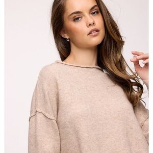 Nuuds Cozy Knit Mockneck Sweater Heather Oat Size XXL